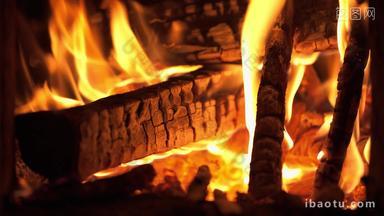 木柴木炭篝火焰土灶大灶做饭